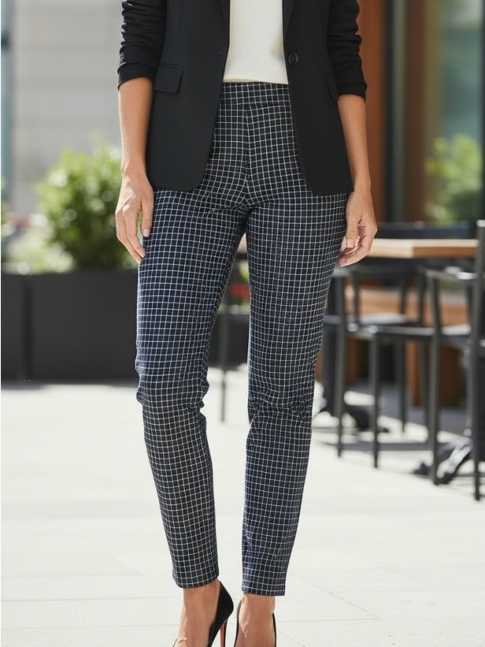 NWOT Anne Klein Windowpane Skinny Ankle Pants